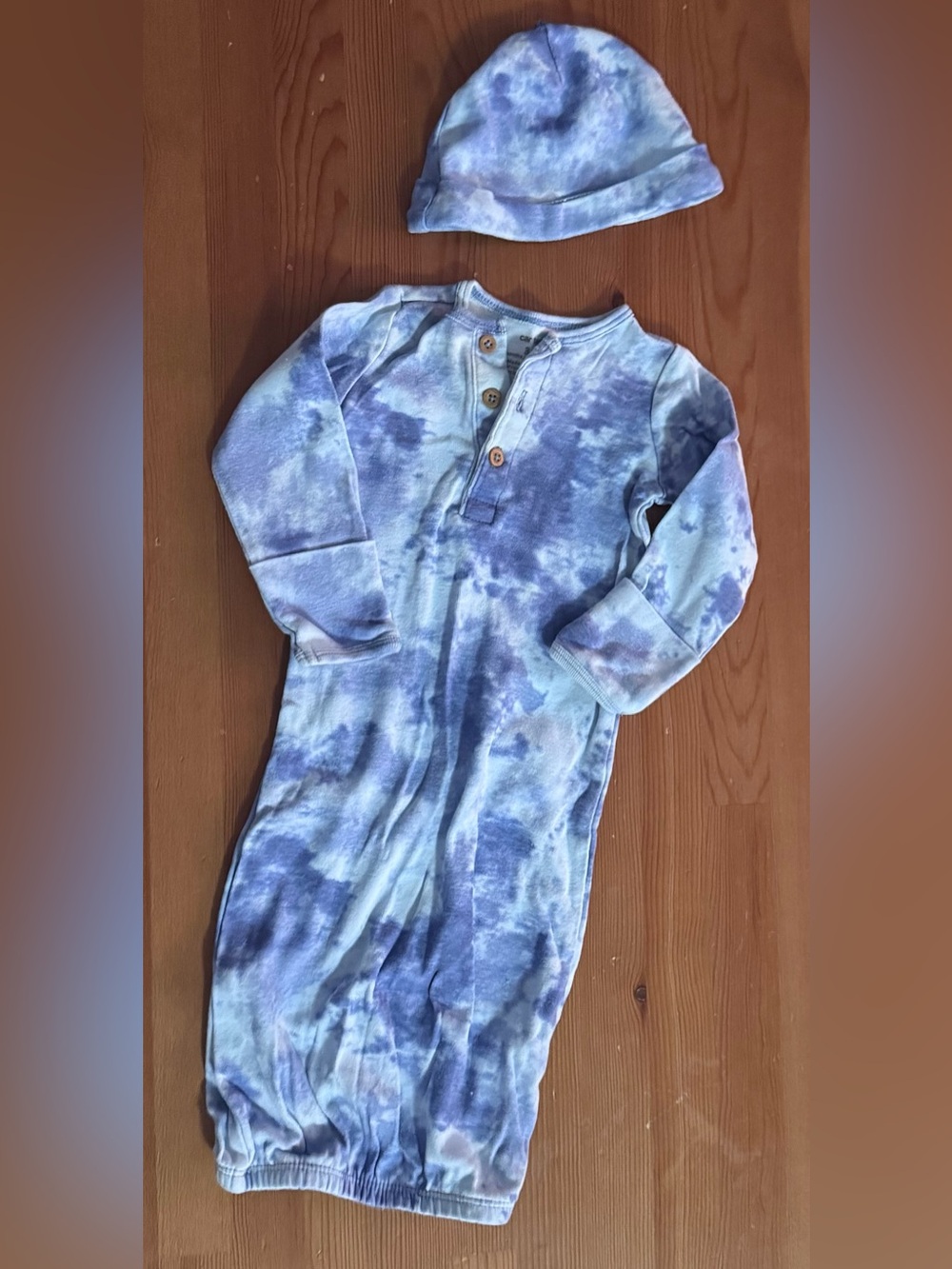 Tie-Dye Blue Baby sleep gown with Buttons
